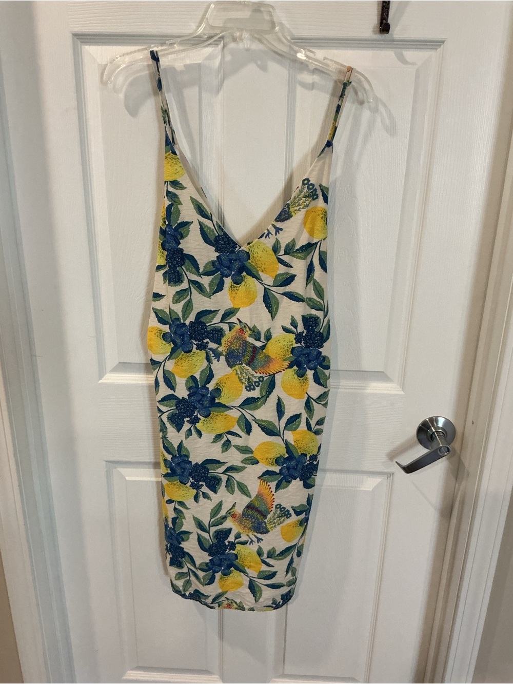 DAVI & DANI Yellow Lemon and Blue Floral Slip Mini Dress